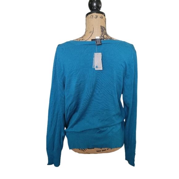 Size 18 / 20 Lane Bryant New teal blue v-neck sweater - Picture 2 of 4